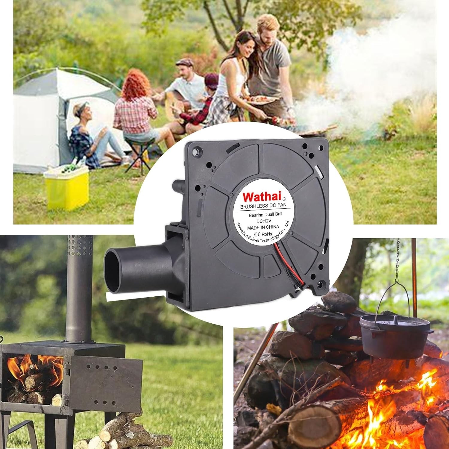 Compact 12V Squirrel Cage Blower Fan with Variable Speed - BBQ & Airflow Control