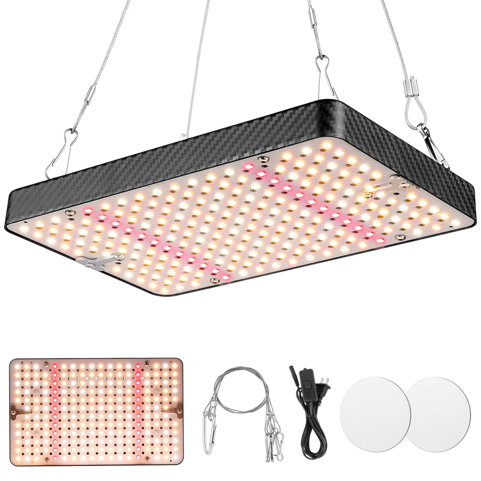 Grow Lights (1 Pack), Hanging Grow Lights for Indoor Plants, 200W UV-IR Full ...