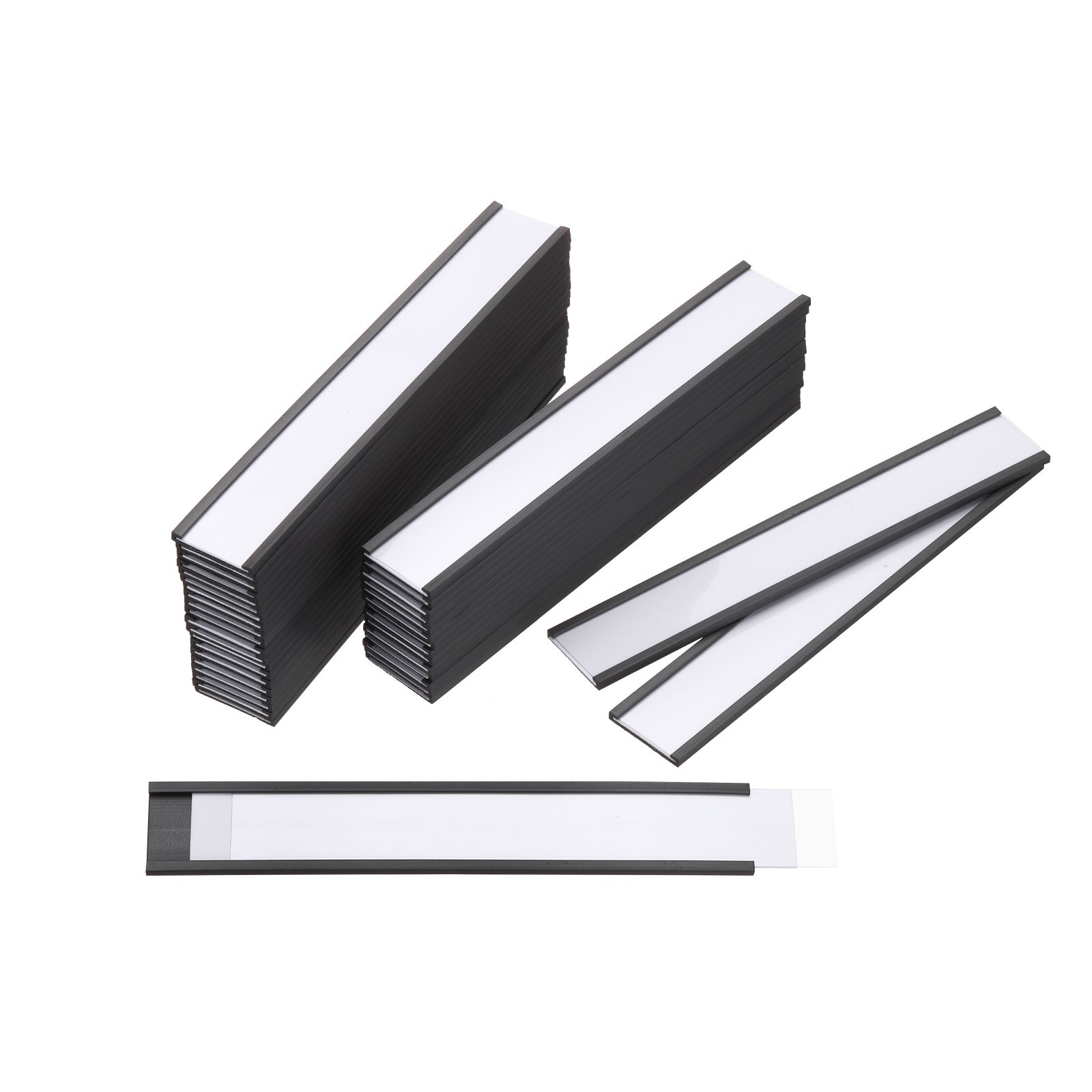 50pcs Label Holders 1" x 6" C Channel Rubber Magnetic for Metal Shelves