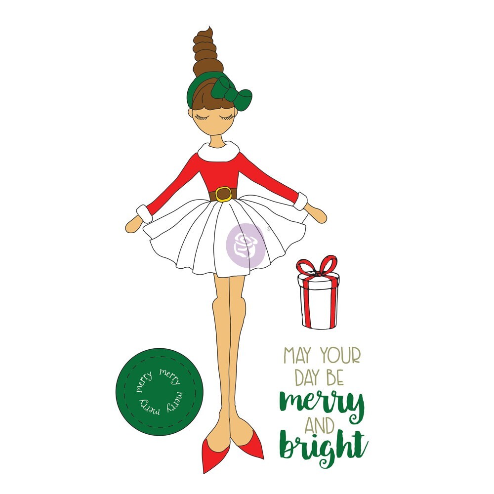 Prima Julie Nutting MERRY Doll Cling Stamps Christmas Cards Planner Tags 912376