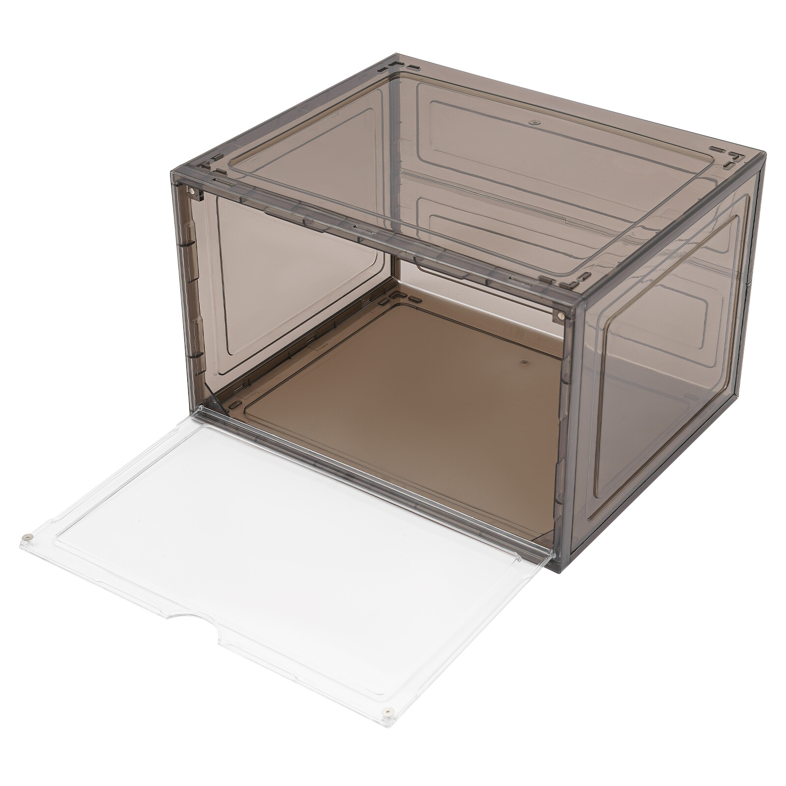 12 Durable Stackable Shoe Boxes - Stylish Acrylic Shoe Organizer in Black Brown