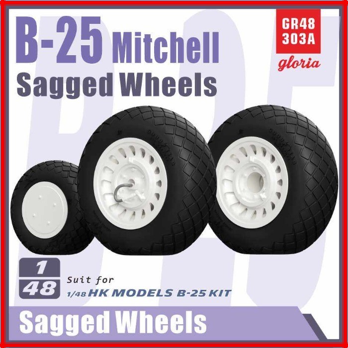 Gloria GR48303A 1/48 B-25 Mitchell Sagged Wheels for HK Models Kit