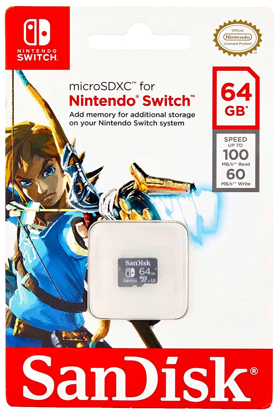 SanDisk 64GB microSDXC UHS-I Card for Nintendo Switch - SDSQXAT-064G-GN6ZA