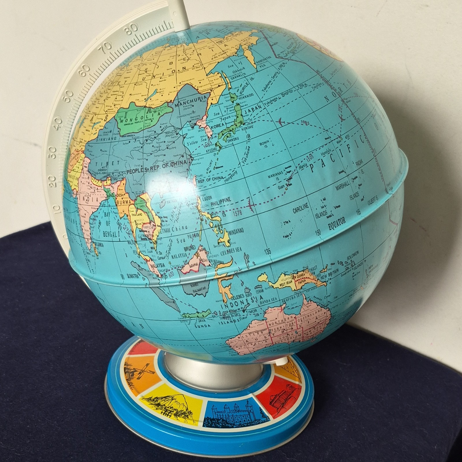 Ohio Art Vintage Tabletop Globe Multicolor Glossy Finish Rotating Medium