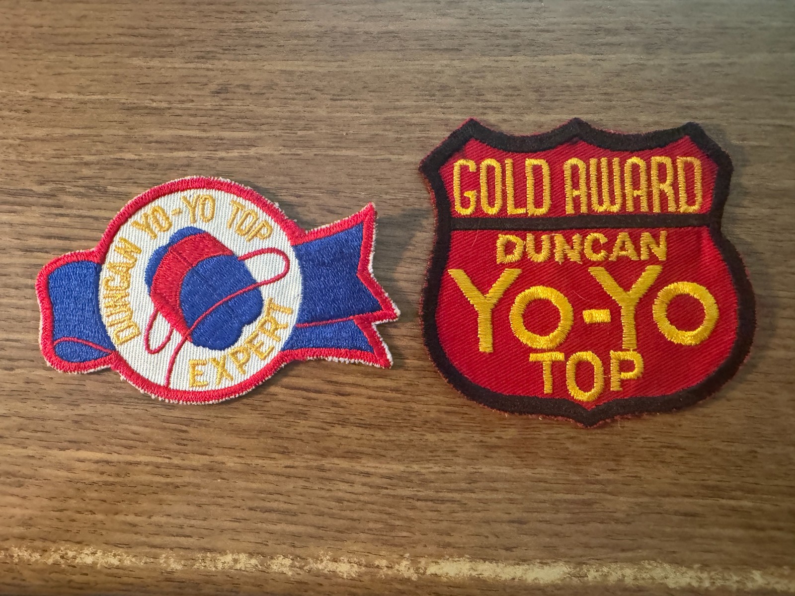 Lot of 2 Vintage Yo-Yo Patches (Sew-on) * Duncan Gold Award & Duncan Expert