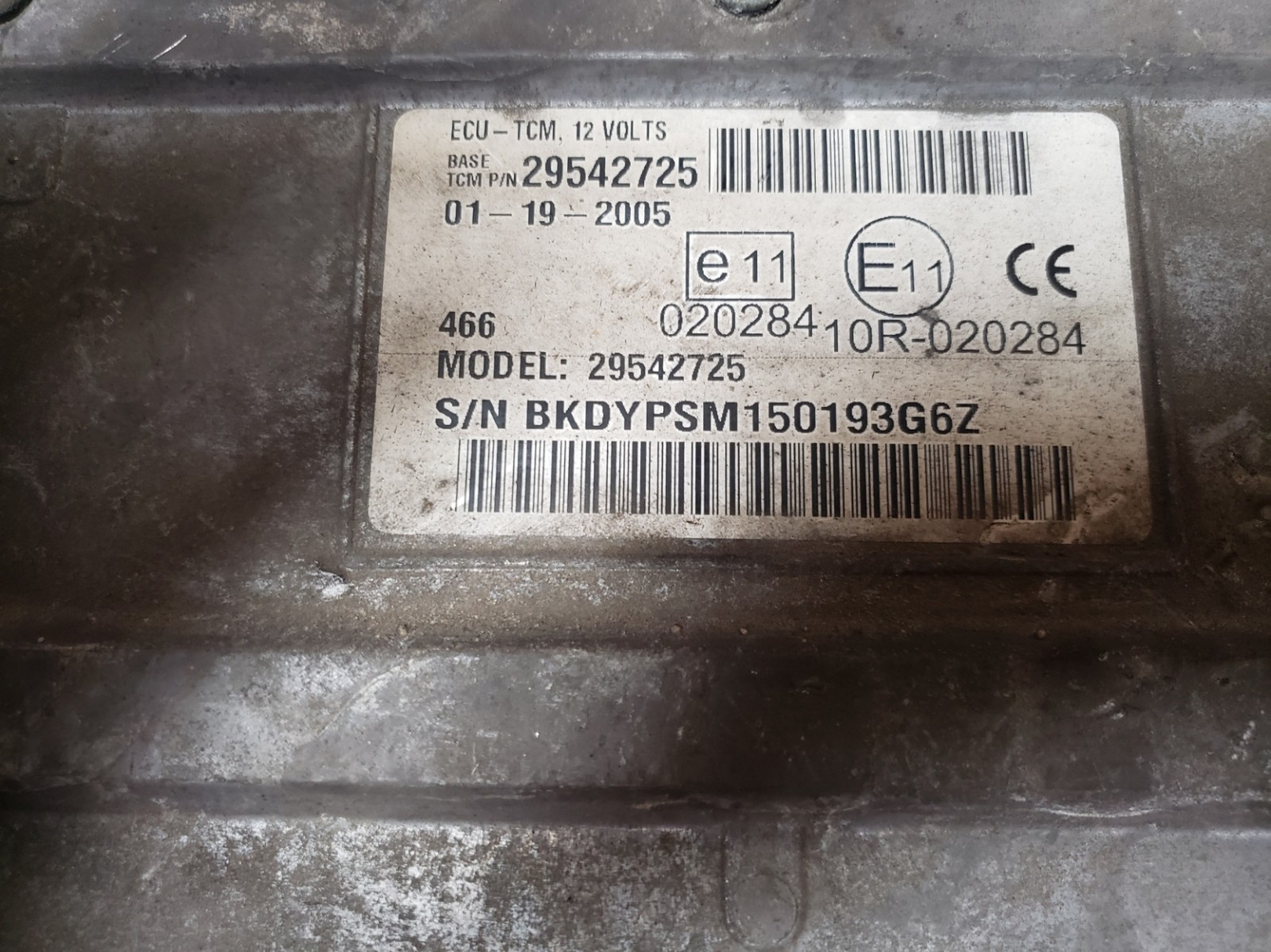 29542725 2005 ALLISON TRANSMISSION CONTROL MODULE (TCM) 020284 10R-020284
