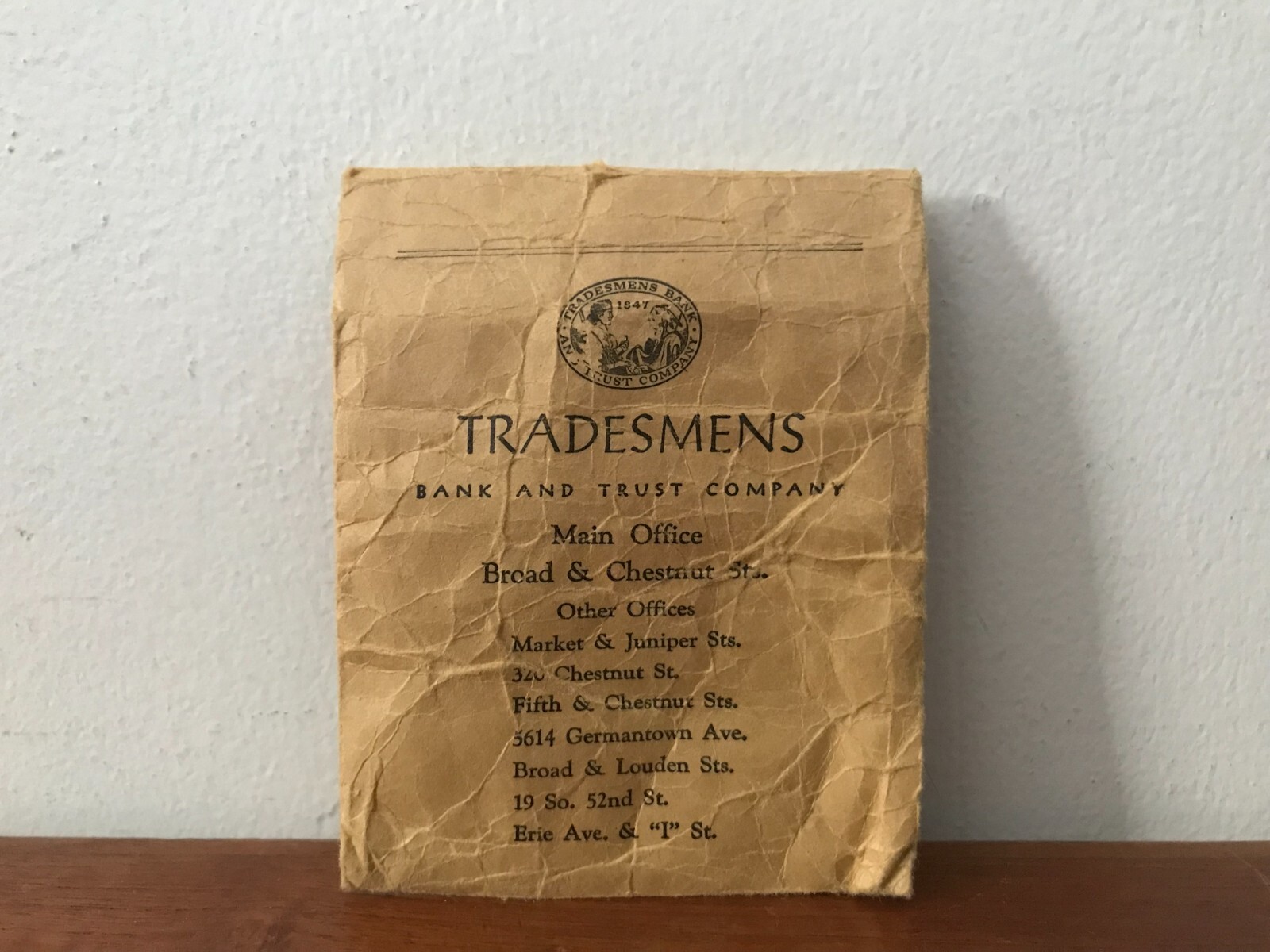 Vintage 1907 Tradesmens Bank And Trust Company Coin / Money Pouch Envelope