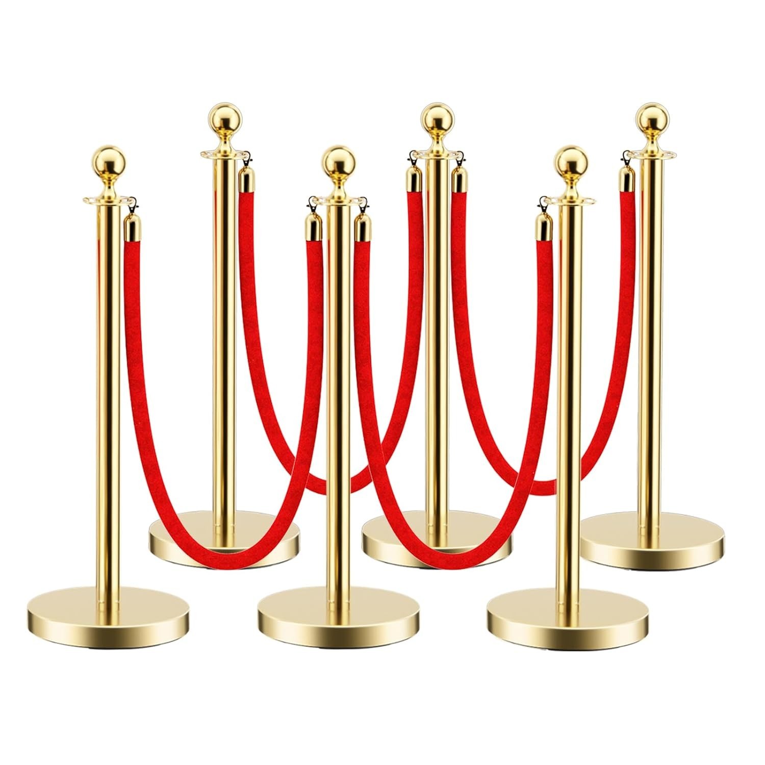 6Pk Stanchion Post Queue Barrier 4Pk Velvet Rope Red Carpet Event Crowd Control