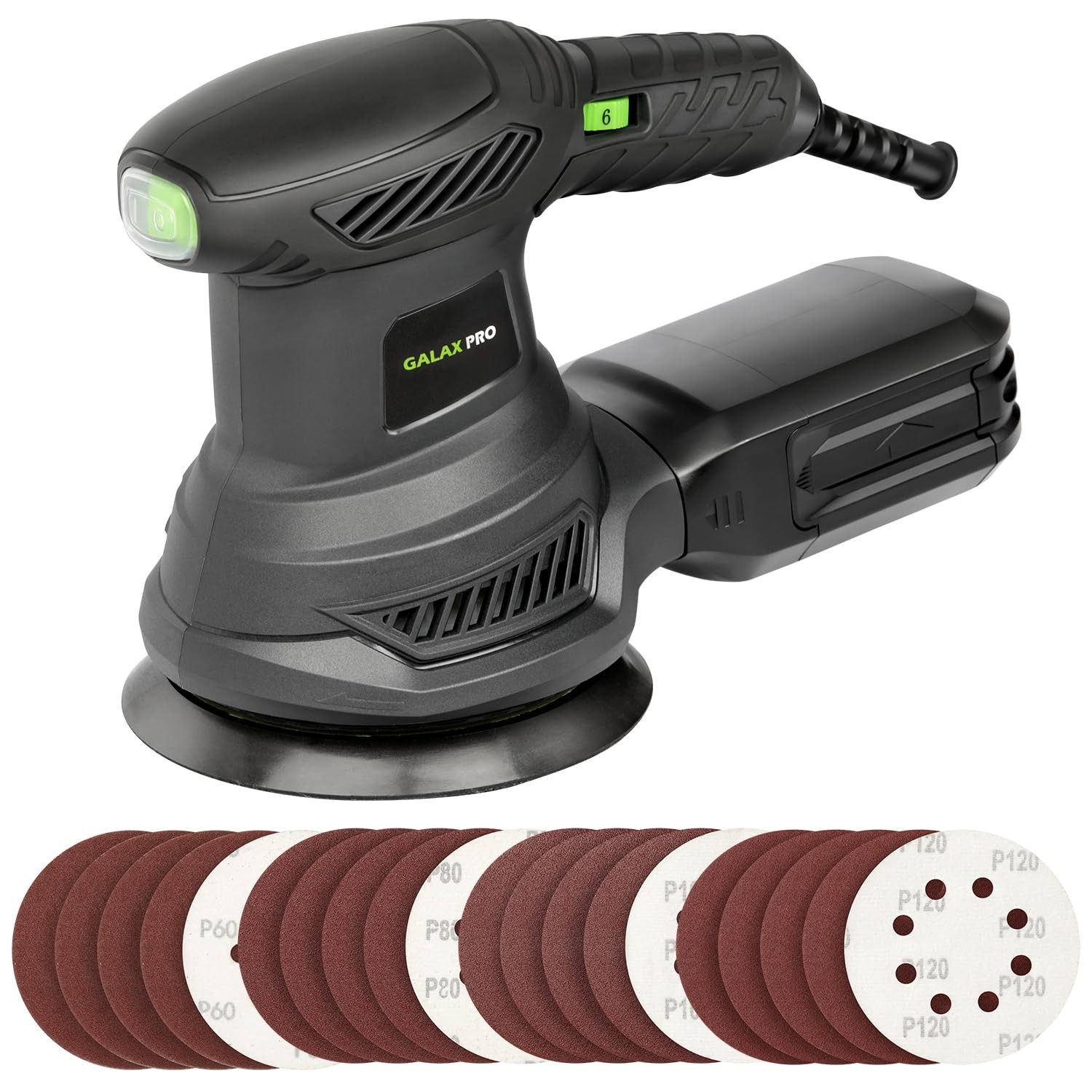 2.5A 300W Rotary Electric Orbital Sander with 6 Various Speeds