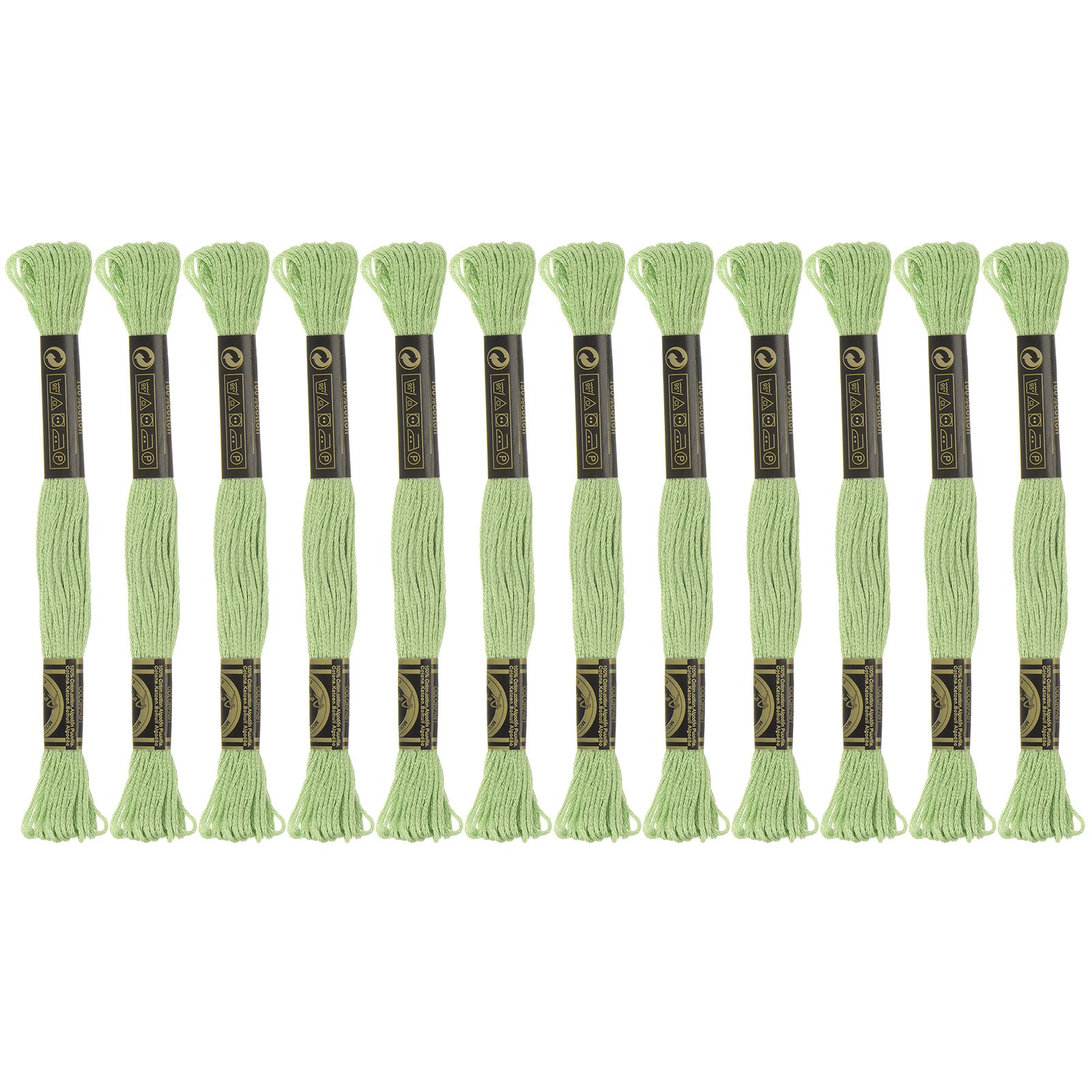 12 Skeins Embroidery Floss 8m Each Cotton Cross Stitch Thread Light Green