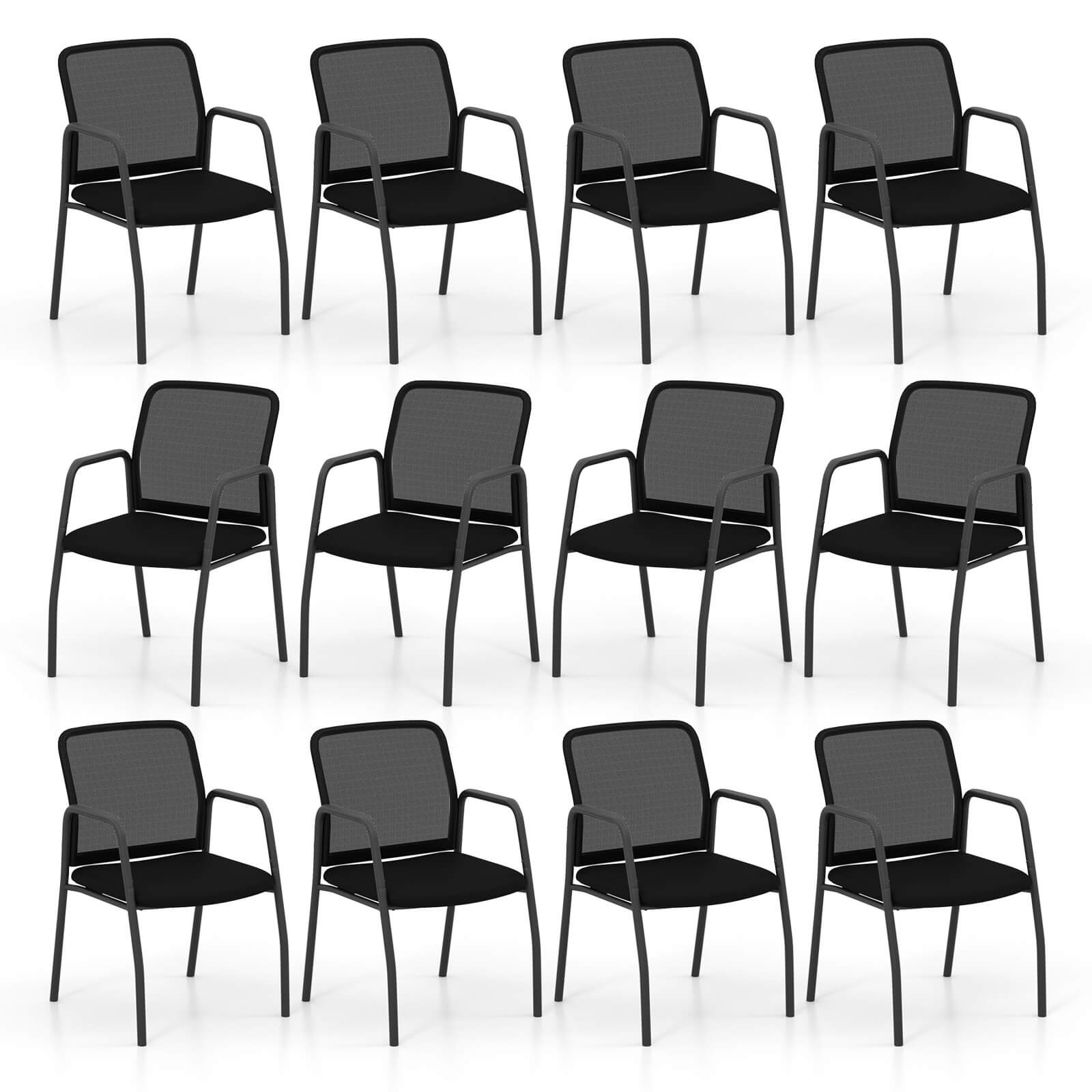 Meeting Room Chair Set of 12 Waiting Room Chairs w/Ergonomic Backrest & Armrests