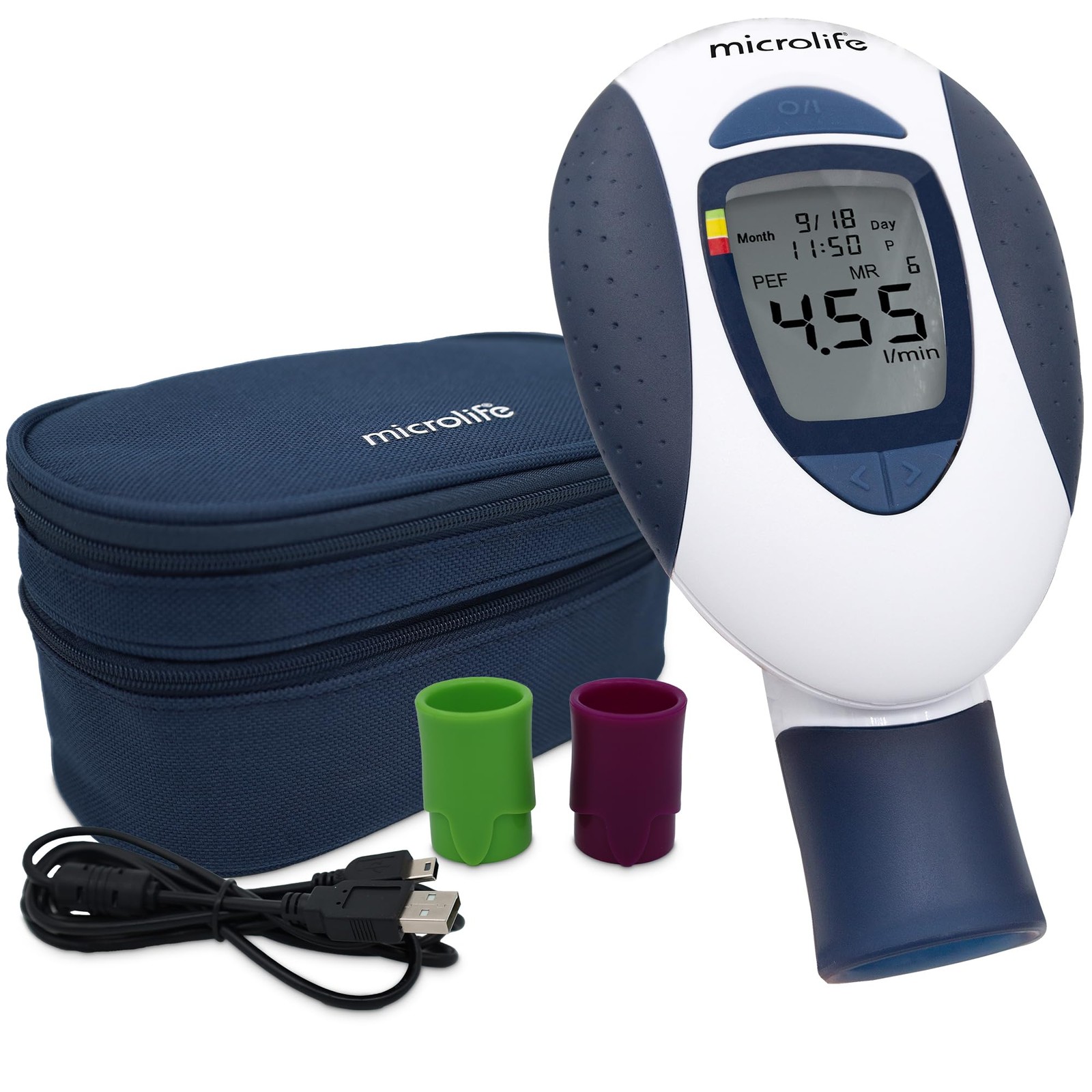 Microlife Digital Peak Flow Meter with FEV1 & Tracking Software | Reliable & Acc