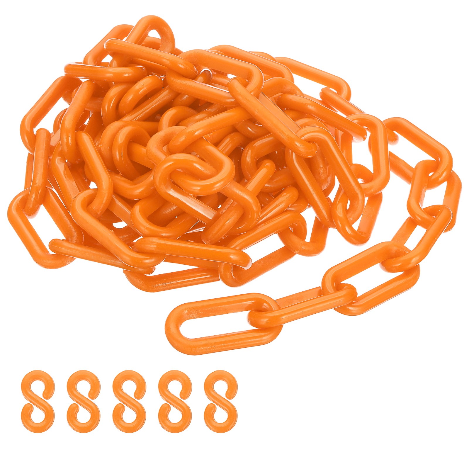 Orange Plastic Chain, 10 ft 8mm Safety Barrier Chain