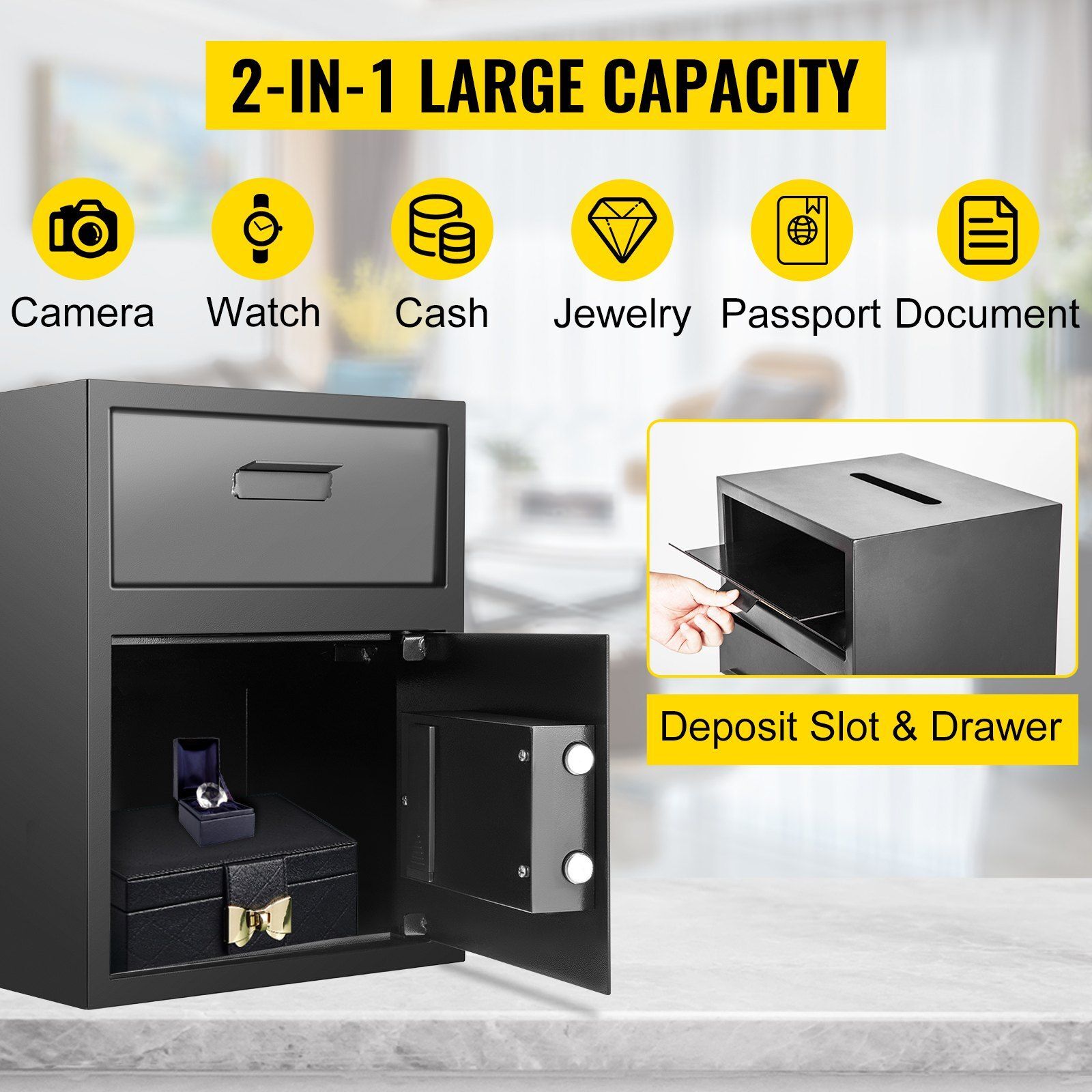 Digital Depository Safe 1.7 Cubic Feet Electronic Code Lock Depository Safe