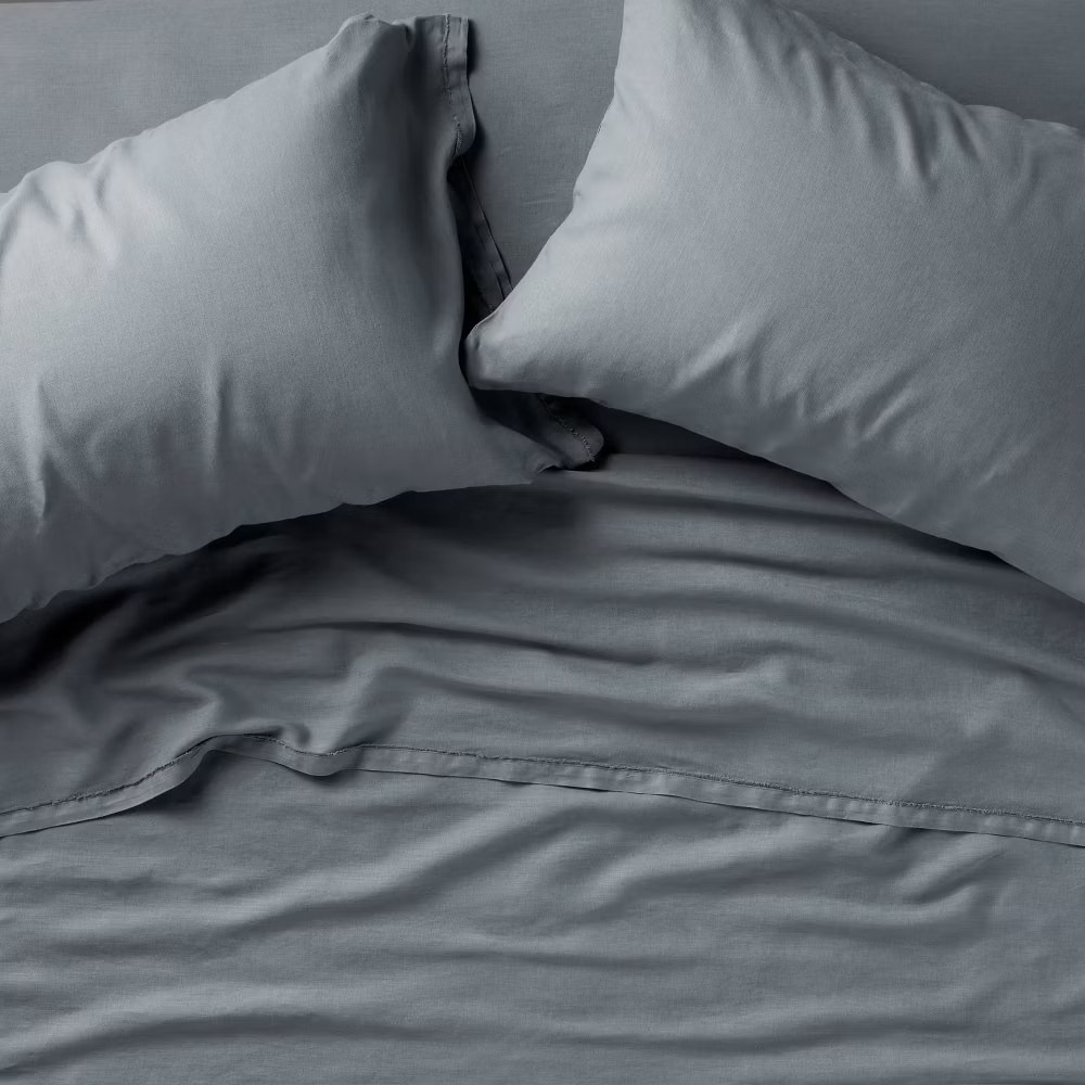 Queen 100% Linen Sheet Set Mineral Blue - Casaluna