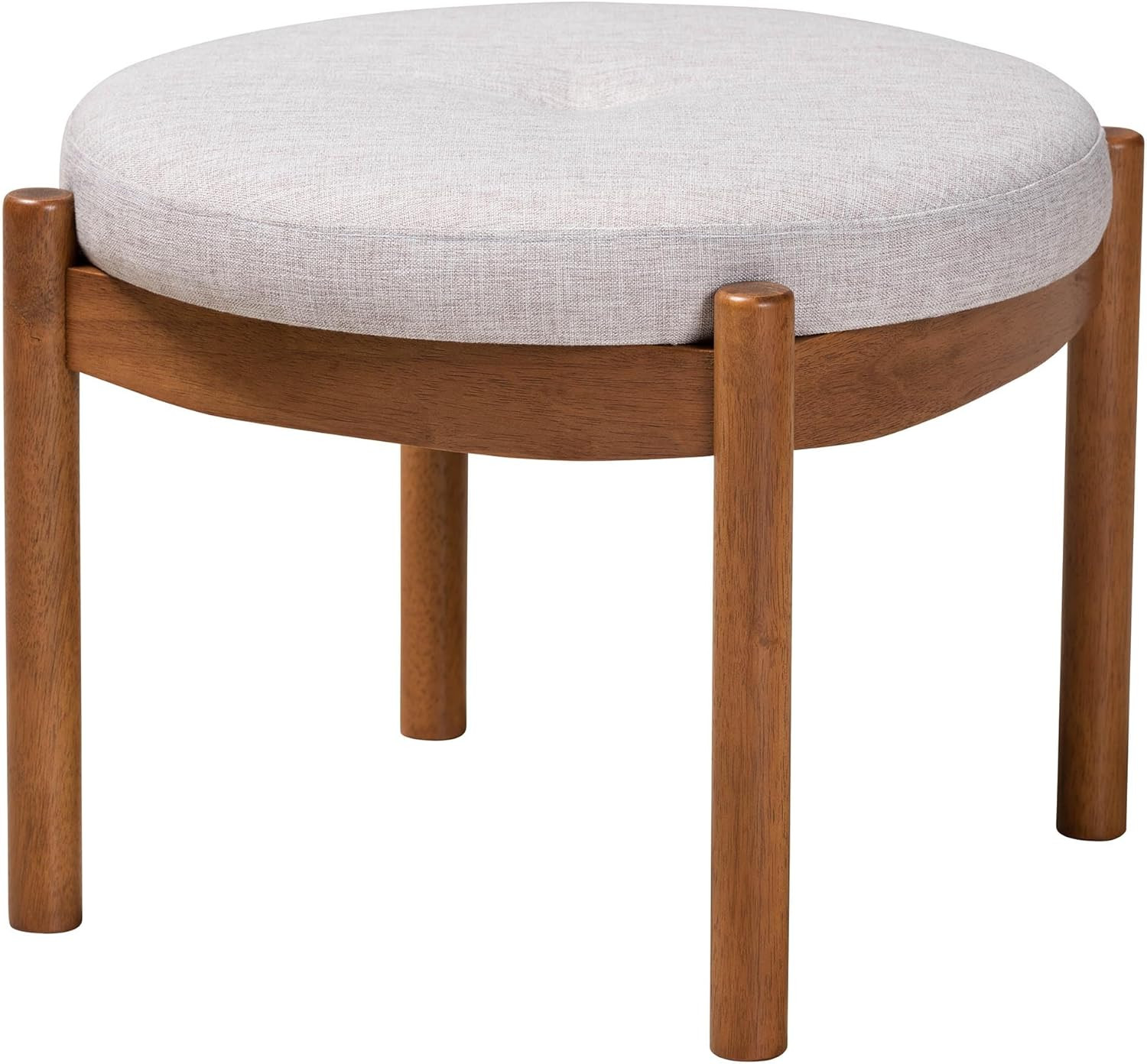 Iliana Footstool, One Size, Greyish Beige/Walnut Brown