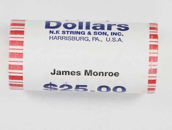 2008-P James Monroe Presidential Dollar OBW Heads/Tails Roll H/T Unc $1
