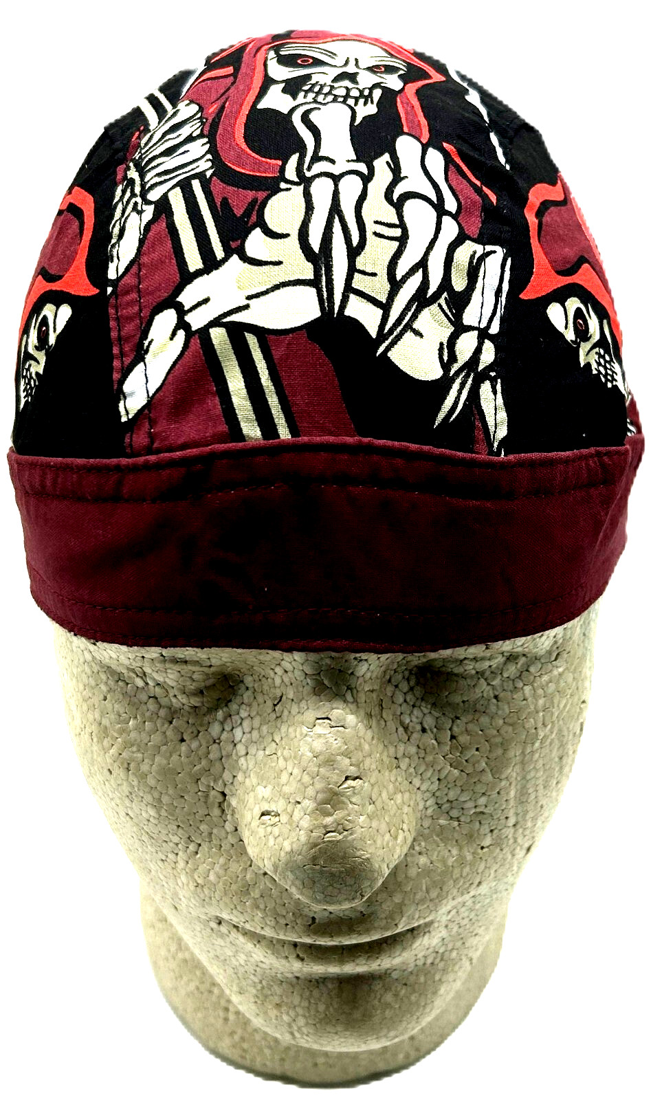 Grim Reaper Deluxe Headwrap Doo Rag Skull Cap with Sweatband