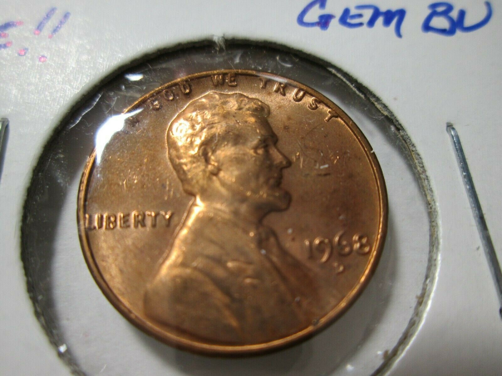 1968-D LINCOLN CENT OMM D OVER S GEM BU BB6