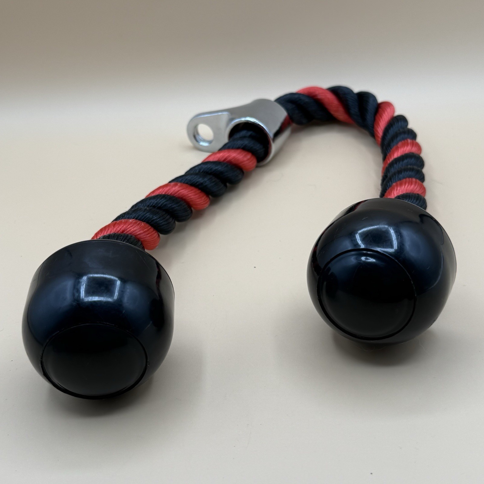 Tricep Rope Cable Machine Attachment Red Black Gym Pulldown Pressdown Handle