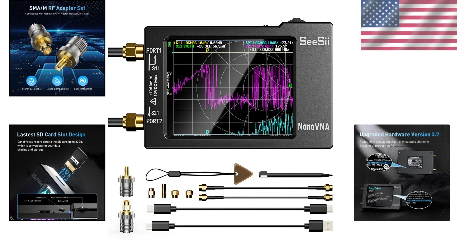 Upgraded HF VHF UHF Antenna Analyzer with Battery Management