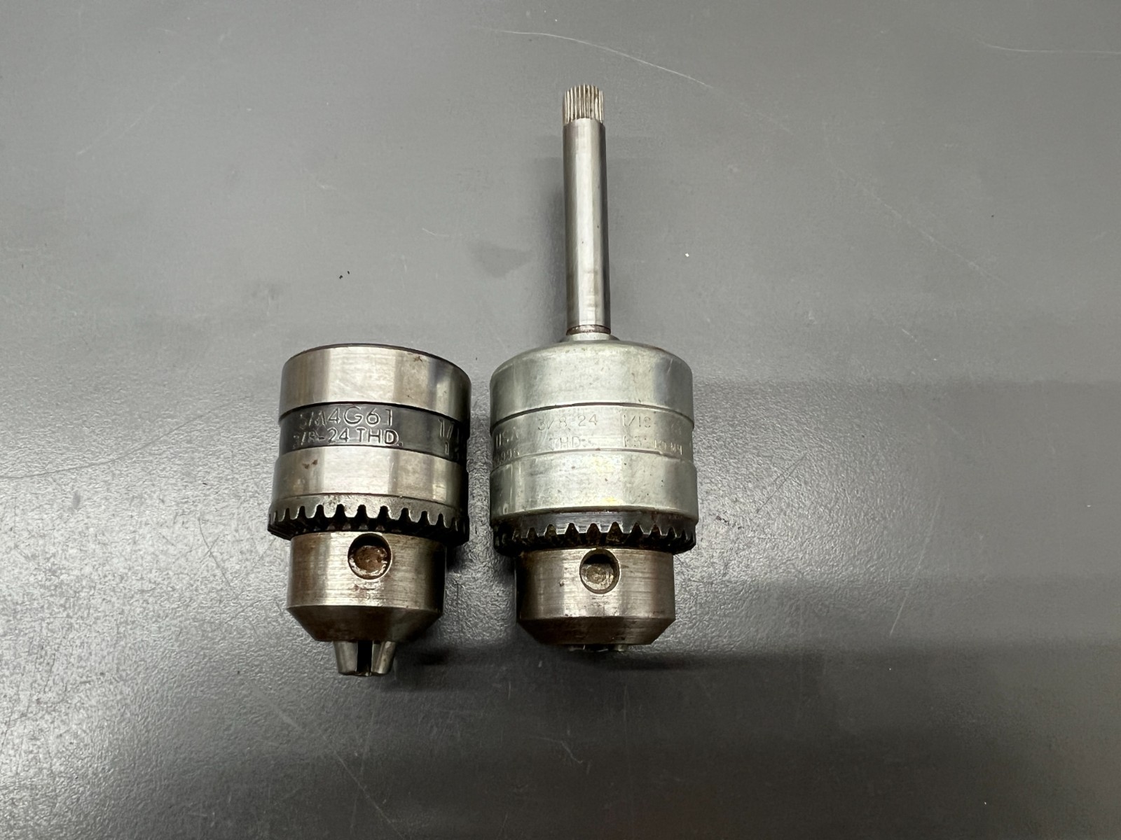 (w) 2pc VINTAGE MACHINIST DRILL CHUCKS JACOBS SM4G61 & UNBRANDED 1/16-3/8 - USA
