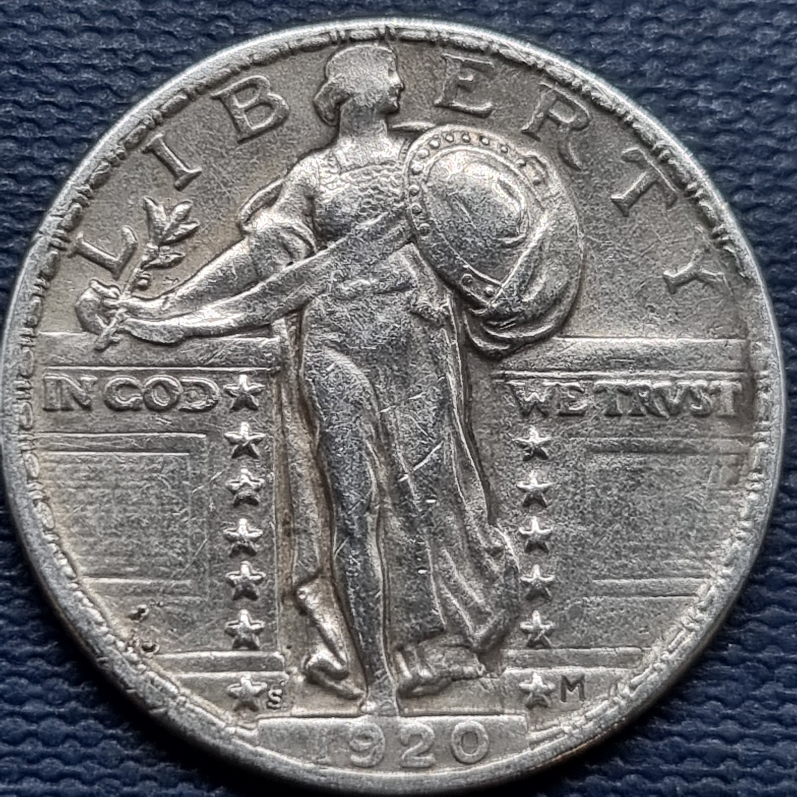 1920 S Standing Liberty Quarter 25c High Grade XF - AU #96583