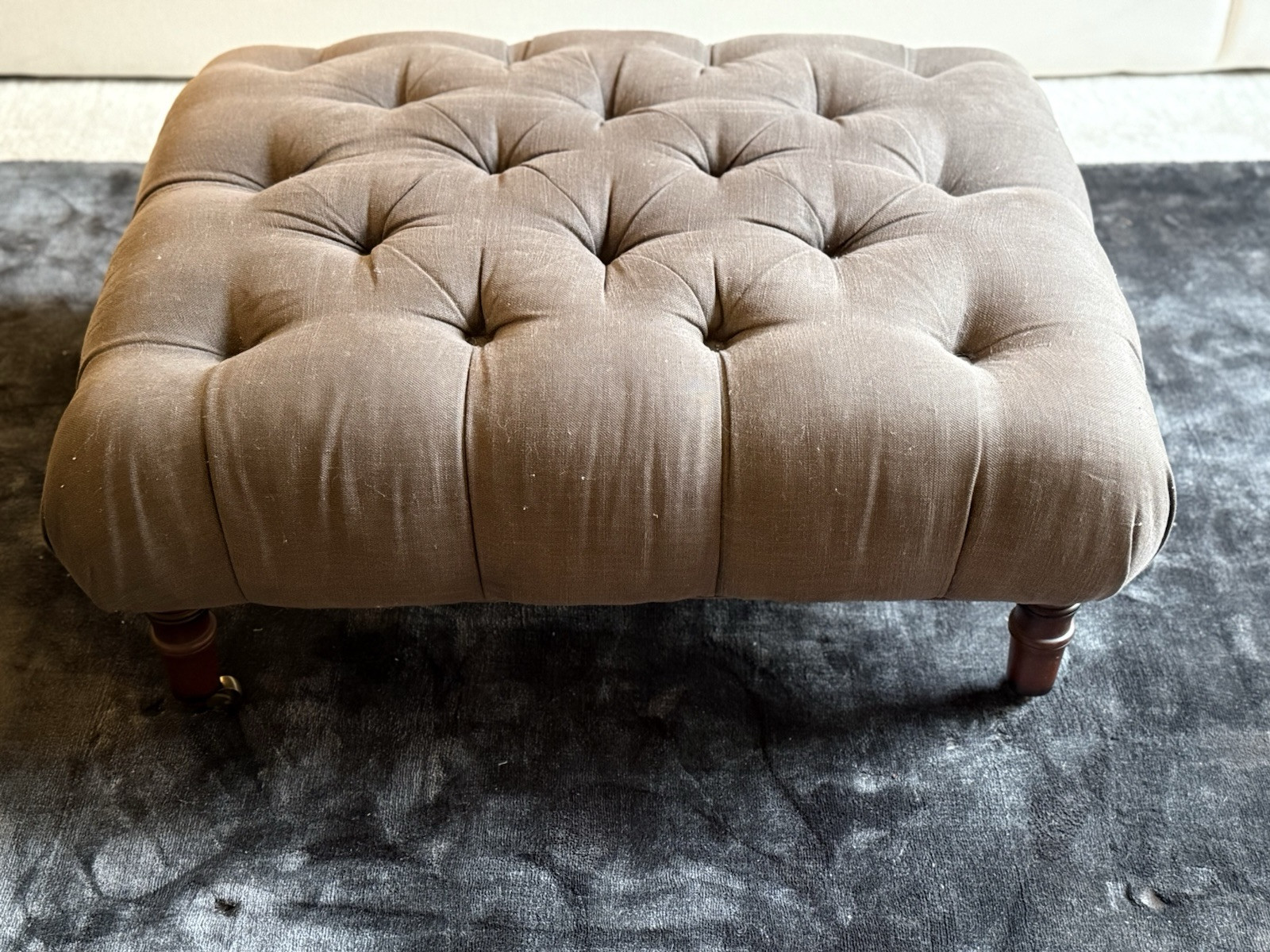 Modern Classic Fabric Upholstered Tufted Ottoman Bench Light Grey