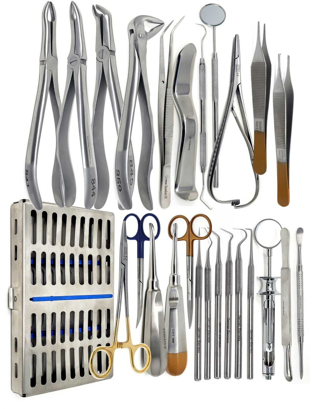 GERMAN 26 PC ORAL DENTAL SURGERY EXTRACTING ELEVATORS FORCEPS INSTRUMENT KIT SET
