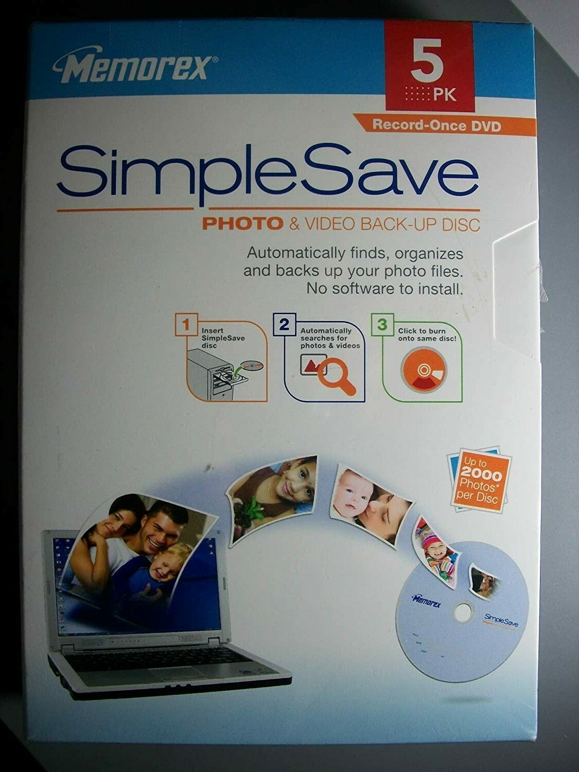 Brand New  - Memorex SimpleSave Photo & Video Backup Disc 5 Pack