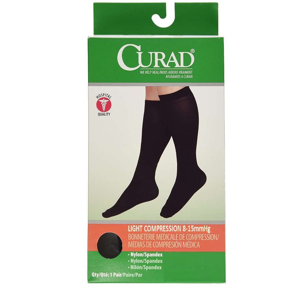 CURAD Knee-High Closed Toe 8-15mmHg Black Medium