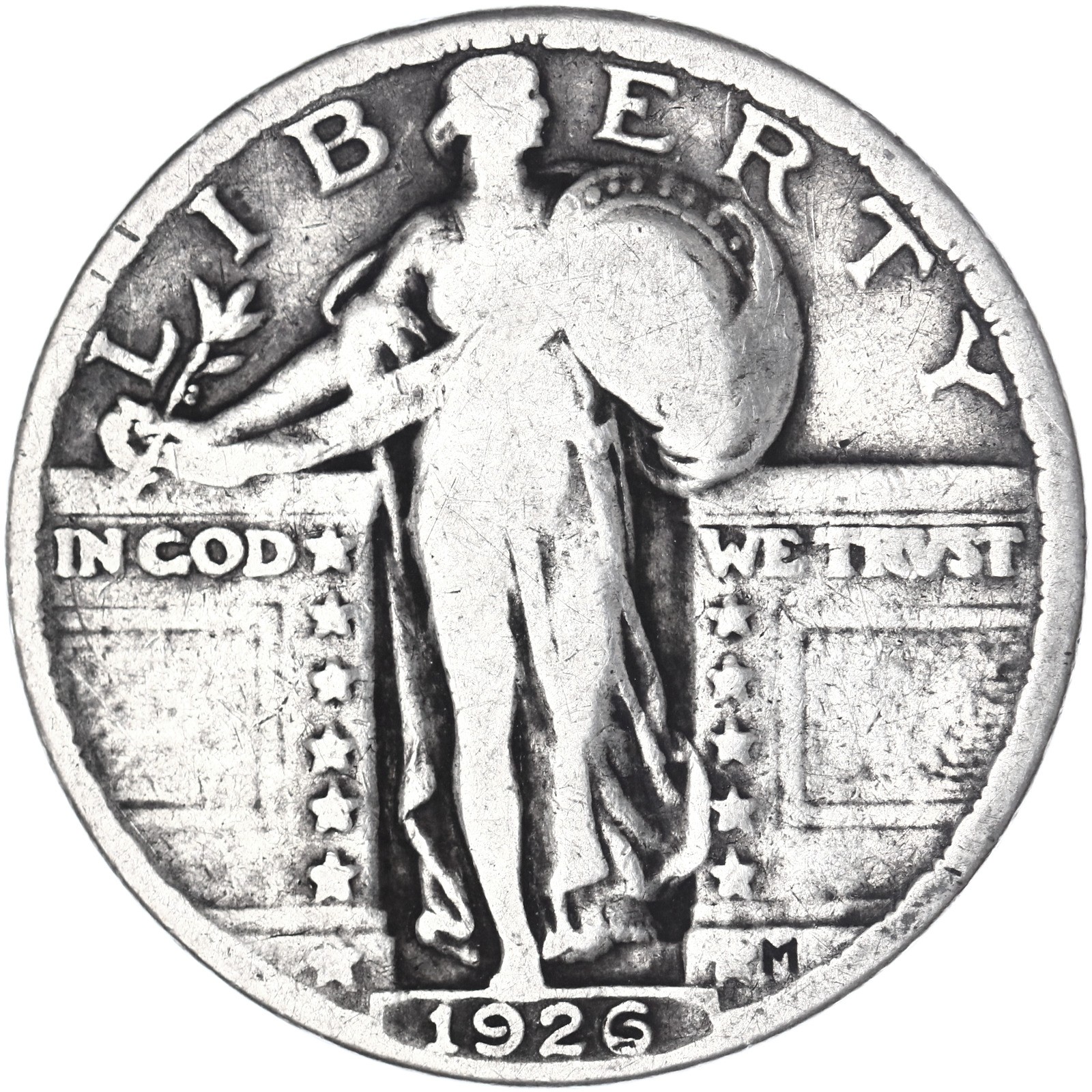 1926 (P) Standing Liberty Quarter 90% Silver Very Good VG