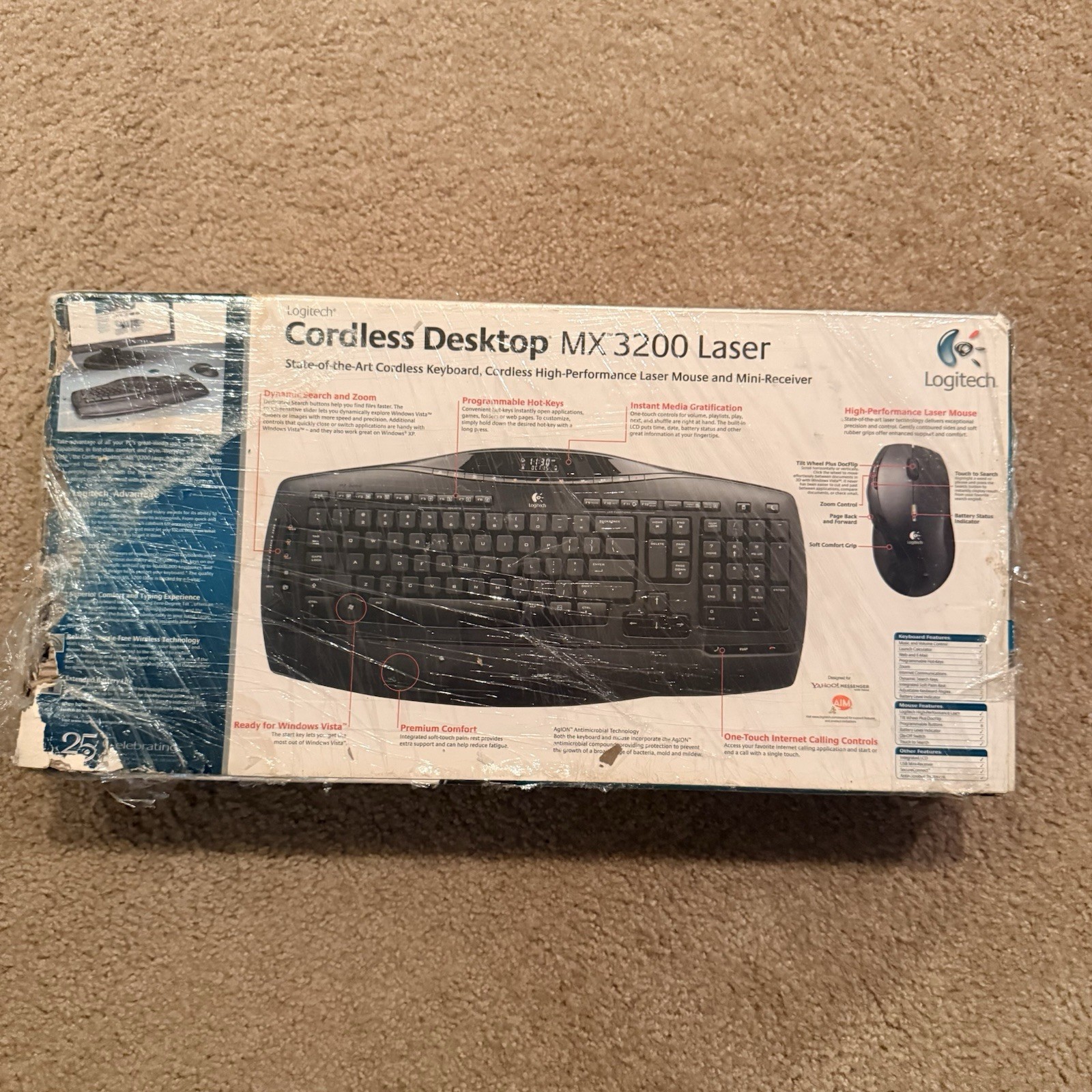 Logitech Cordless Wireless MX3200 Laser Keyboard/Mouse Receiver - NIB & Sealed!