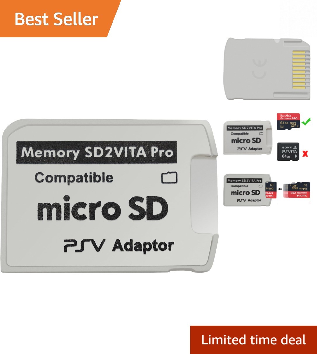 Latest SD2Vita 5.0 Memory Card Adapter - 256GB MicroSD Compatible with PS Vita