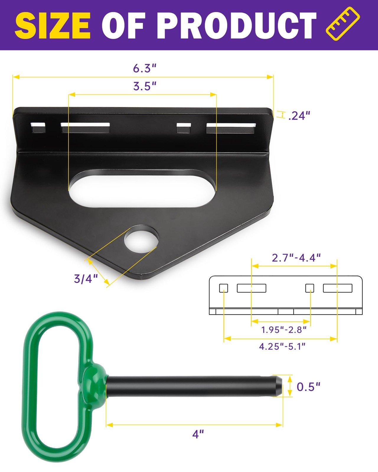 Zero Turn Trailer Hitch With Pin, and Black & Green