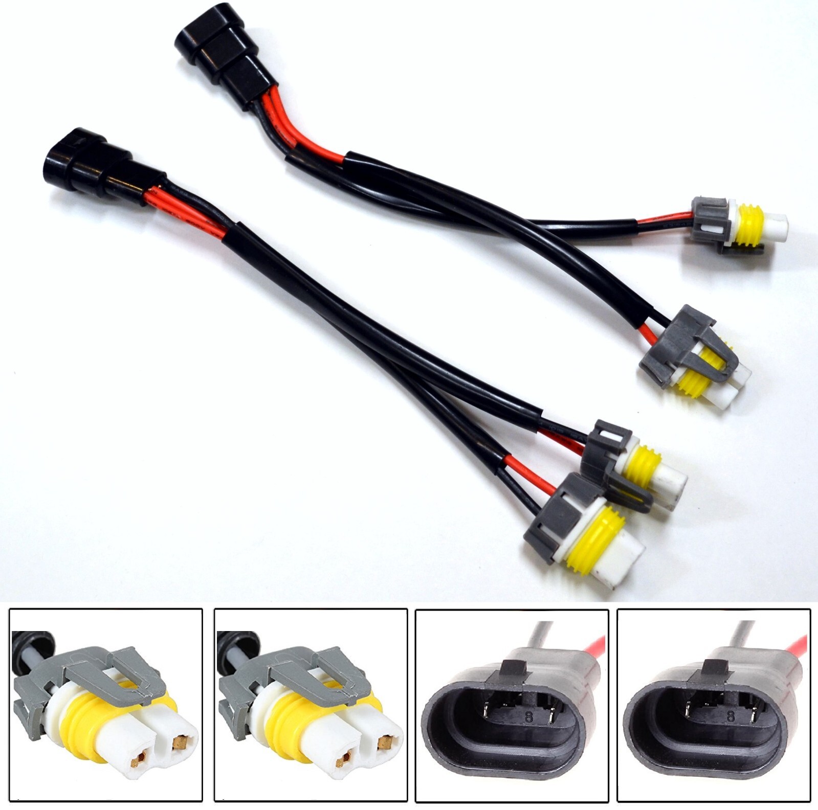 Conversion Wire 9012 HIR2 to H11 H8 Two Harness Head Light Socket Plug Connect