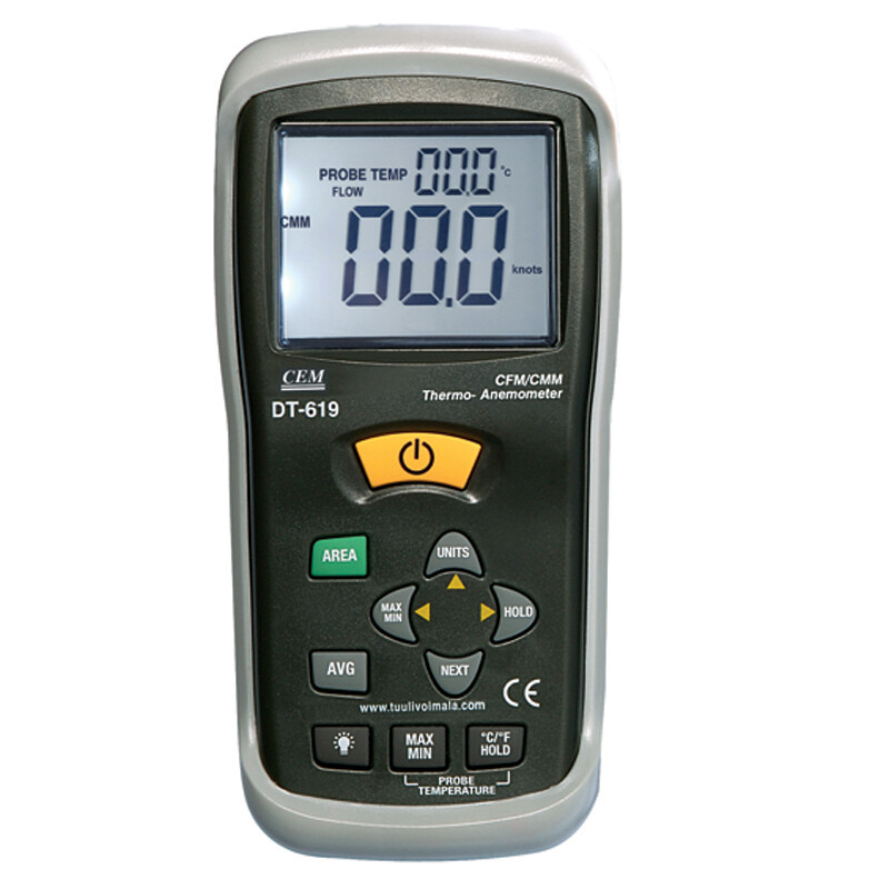 CEM DT-619 CFM/CMM Thermo-Anemometer with Built-in Non-contact IR Thermometer✦KD