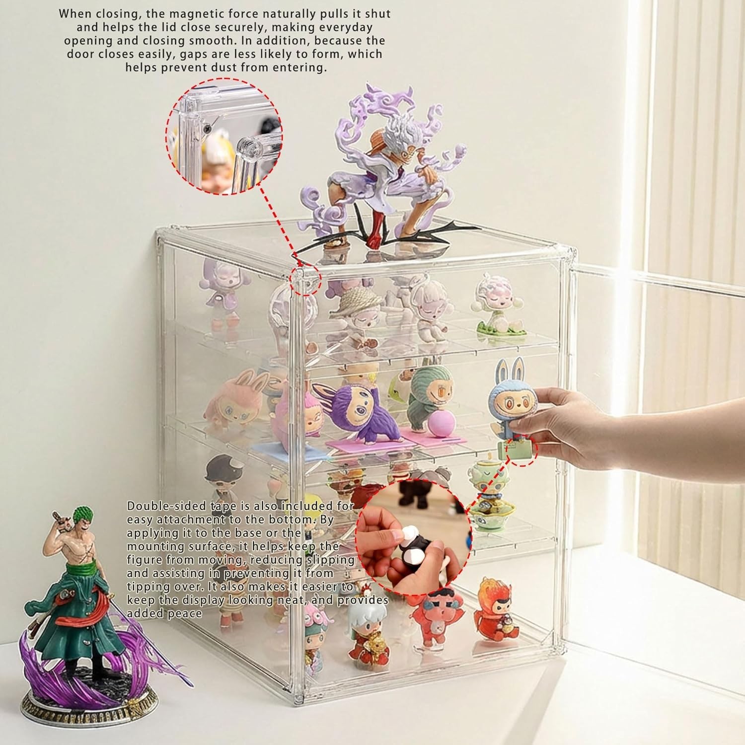 Clear Acrylic Display Case for Figures, 4 Layer Adjustable Acrylic Boxes for Dis