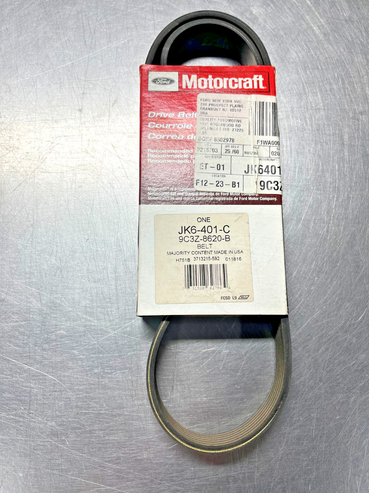 JK6-401-C  Genuine OEM Motorcraft  9C3Z-8620-B OEM  Ford  Serpentine BELT