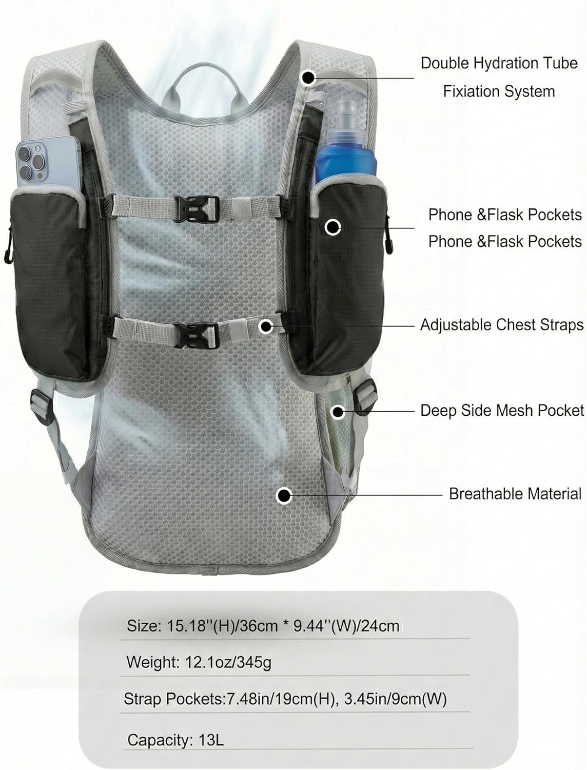 Hydration Hiking Backpack, Water Hiking Backpack, Hydration Backpack with 15L Wa