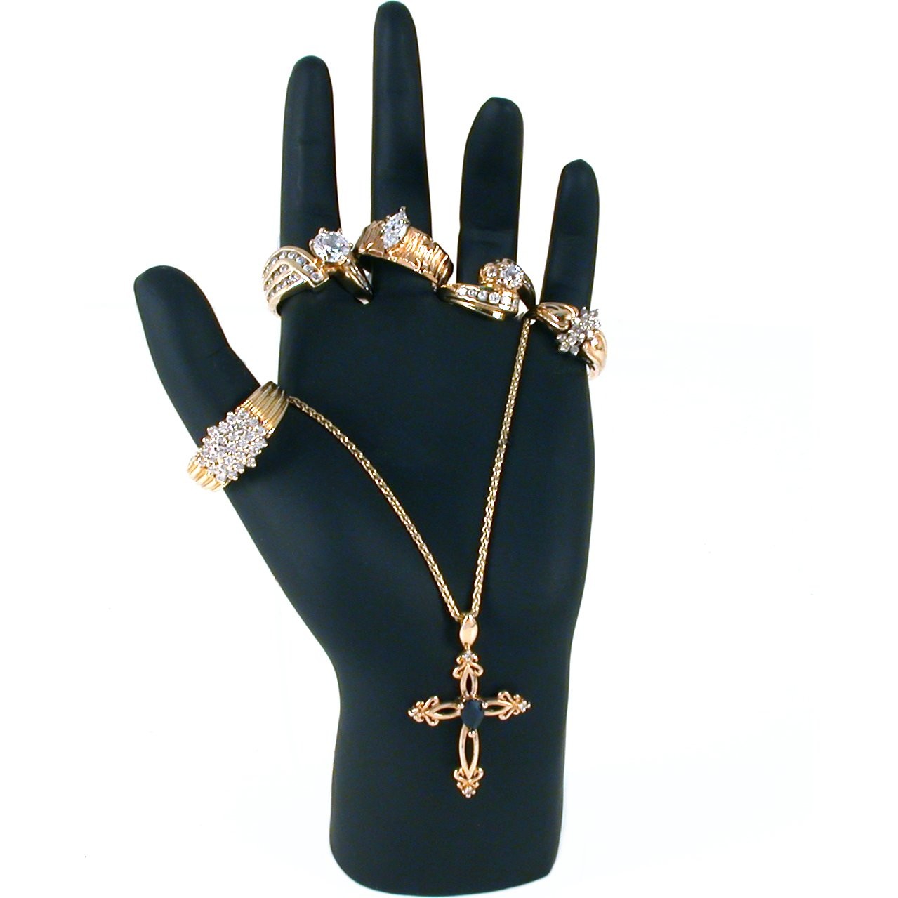 Black Hand Jewelry Display Ring Bracelet Showcase 3 3/8" x 6 1/4"