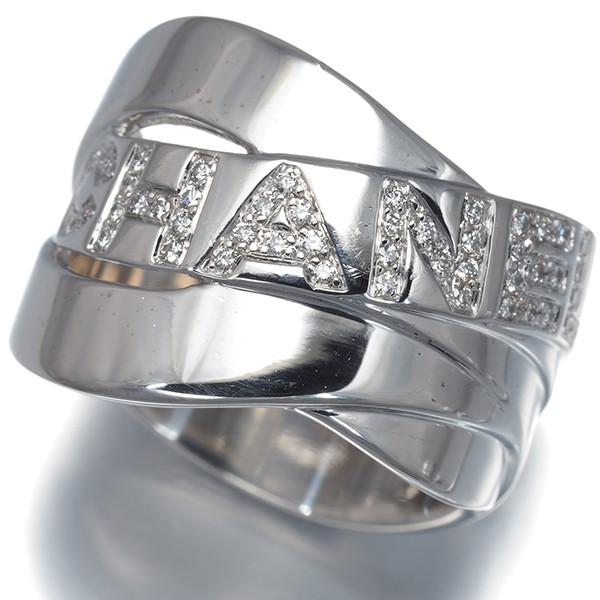 Auth CHANEL Ring Diamond Boldick US6.5-6.75 18K 750 White Gold