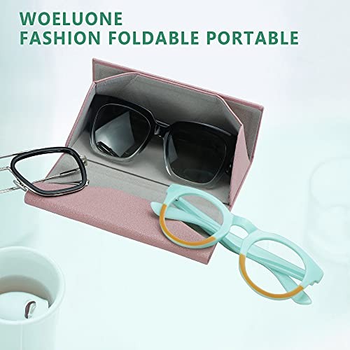 2 Pack Eyeglass Case Hard Shell with Foldable Design, Lxy_pink(2 Pack)