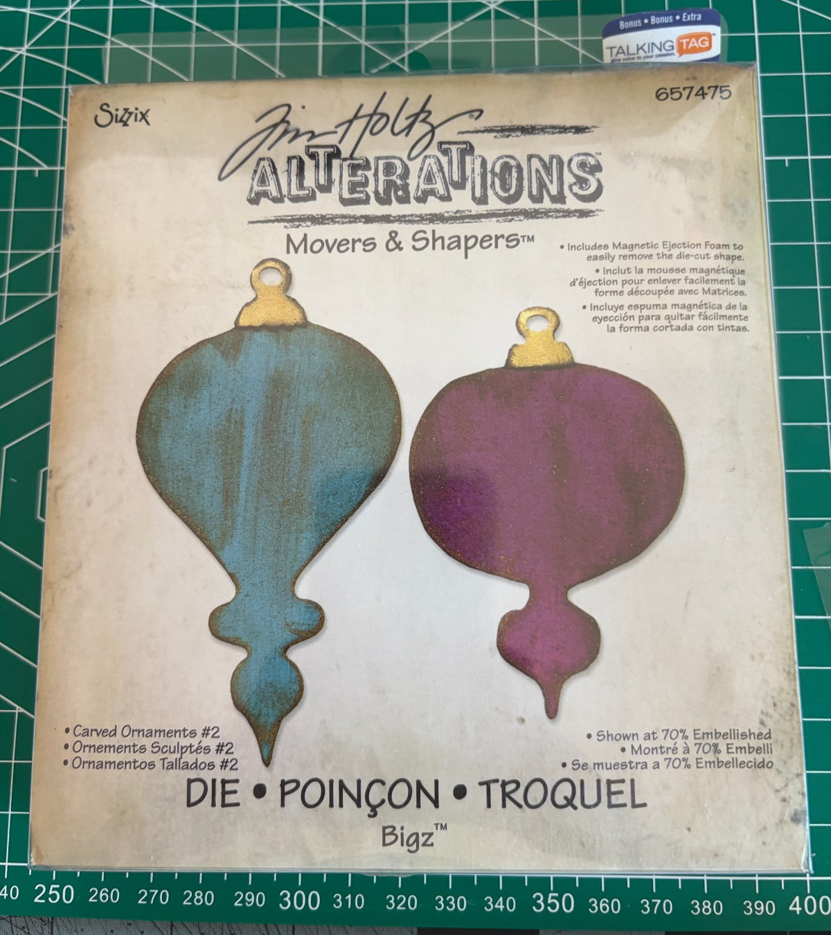 Sizzix Tim Holtz Bigz Die Carved Ornaments #2 Alterations 657475 Christmas