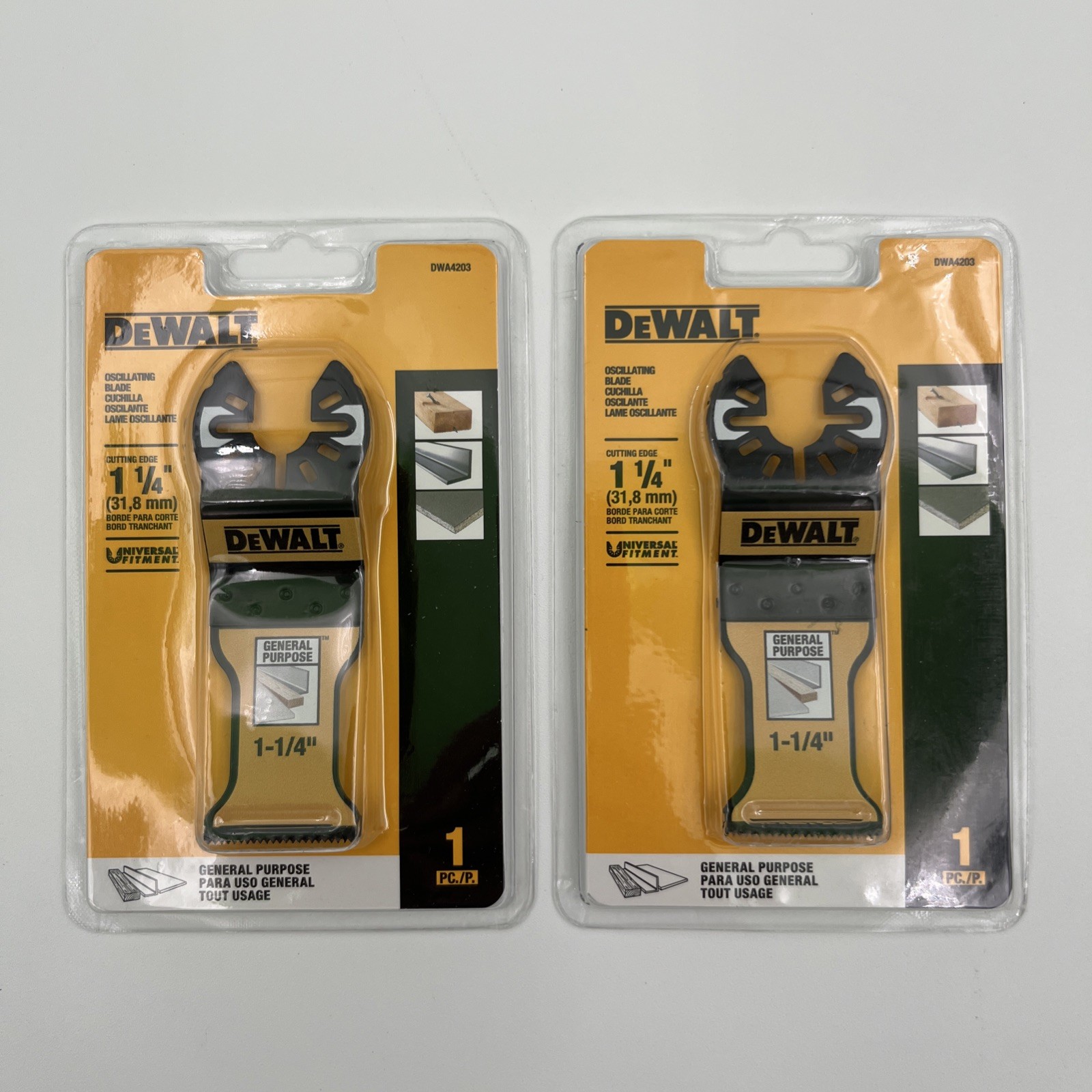Lot of 2  DEWALT DWA4203 Oscillating Tool Blade - Black 1-1/4” Cutting Edge