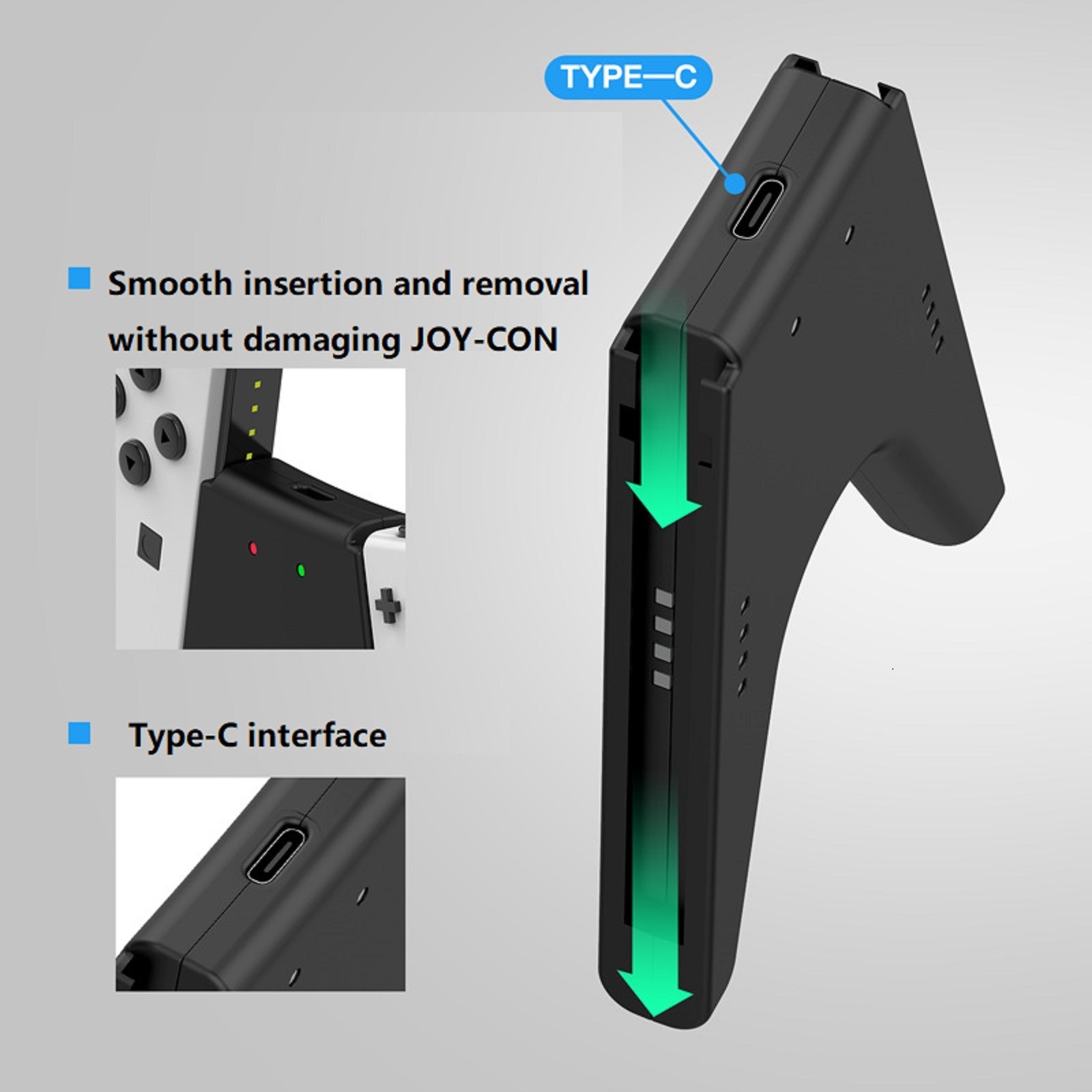 V Shape Charging Grip With Type-C Charging Cable For Switch NS JoyCon Controller