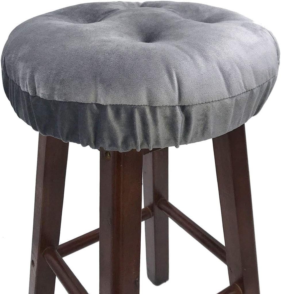Soft Velvet 12" Round Stool Cushion with Non-Slip Backing - Machine Washable