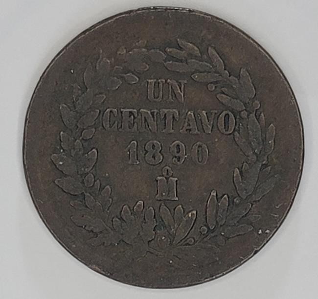 1 Centavo 1890 Mexico Copper F/Vf