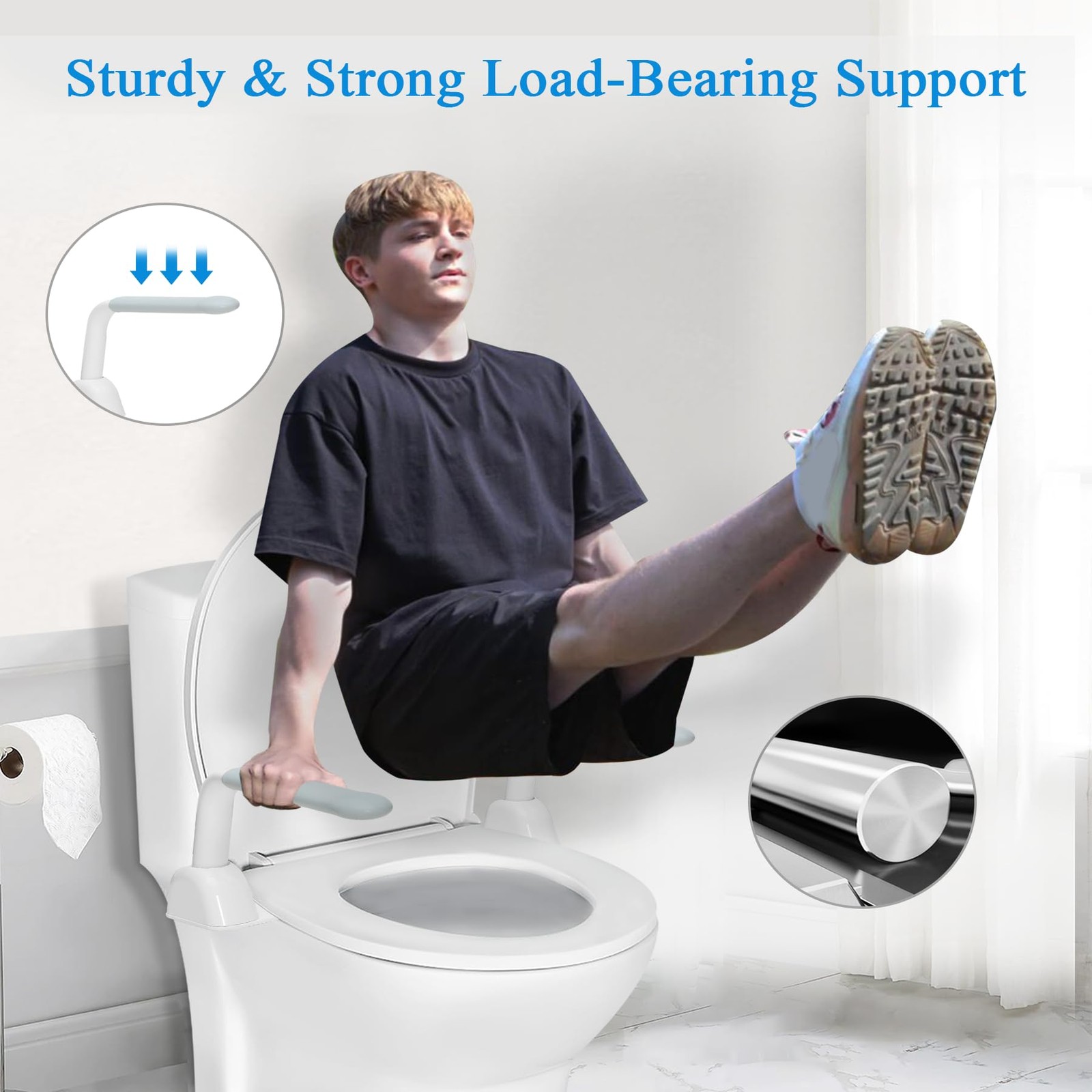 Toilet Safety Rails Handicap Seat Handles Elderly Disabled Mobility Issues Easy