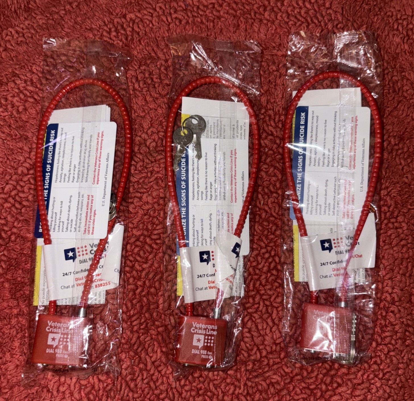 3 Each Safety Pistol Cable Gun Lock, S&W, Glock, Sig, Ruger, Child Safety Device